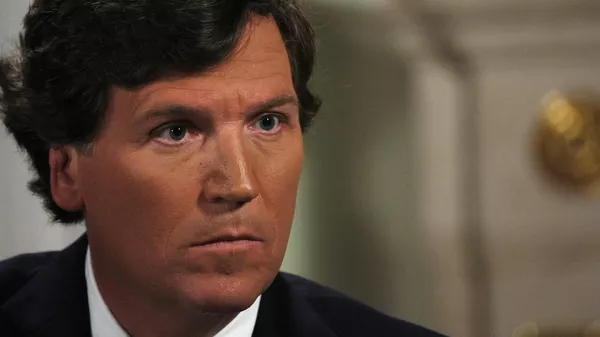 Американский журналист, основатель видеоплатформы Tucker Carlson Network Такер Карлсон во время интервью президента РФ Владимира Путина Американский журналист, основатель видеоплатформы Tucker Carlson Network Такер Карлсон во время интервью президента РФ Владимира Путина