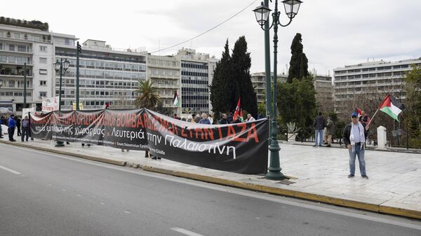 Митинг в поддержку палестинского народа в Газе на центральной площади Синтагма в Афинах
