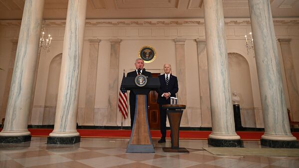 Король Иордании Абдалла II и президент США Джо Байден во время пресс-конференции в Белом доме