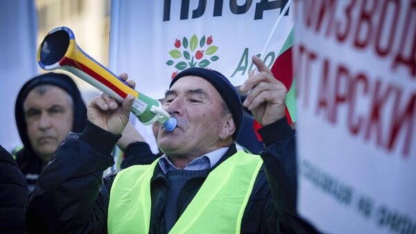 Акция протеста болгарских фермеров в Софии