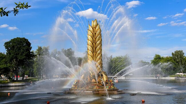 Фонтан Золотой колос на территории парка ВДНХ в Москве