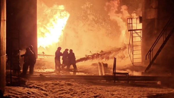 Пожар  на нефтебазе под Курском