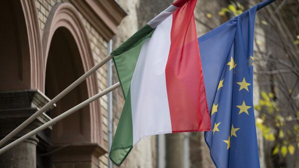 Флаги Венгрии и Евросоюза 