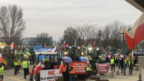 Протестующие фермеры перед зданием Европейской комиссии в Ворцлаве
