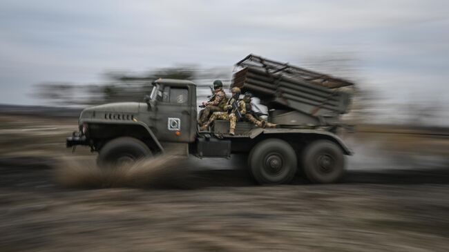 Реактивная система залпового огня БМ-21 Град в зоне СВО