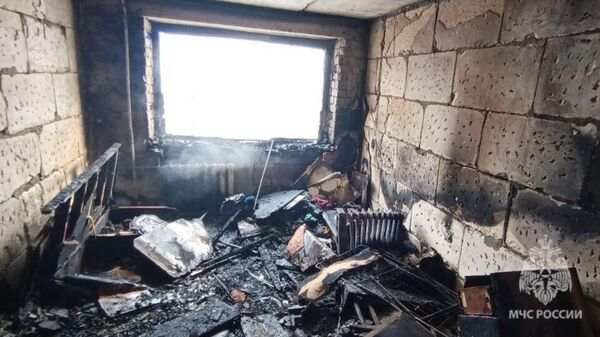 Место пожара в общежитии в Саратове. 18 февраля 2024