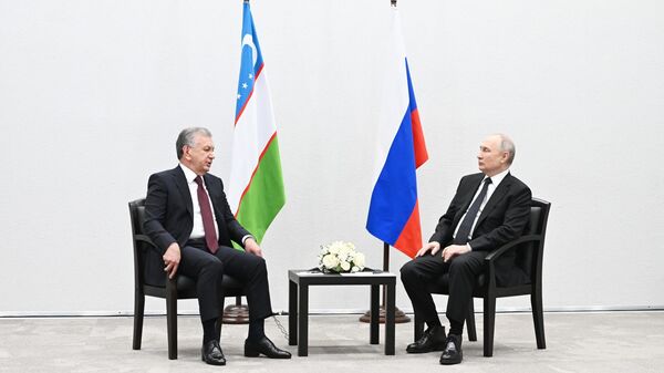 Президент России Владимир Путин и президент Узбекистана Шавкат Мирзиеев