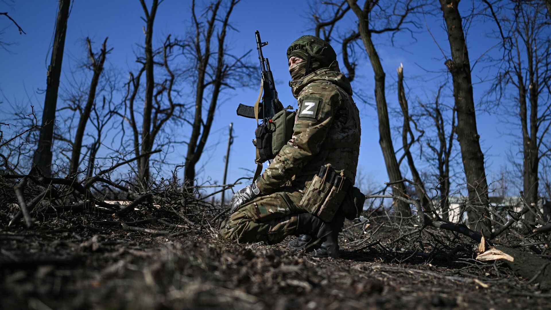 Боец 55-й мотострелковой бригады Центрального военного округа в зоне СВО - РИА Новости, 1920, 27.02.2024