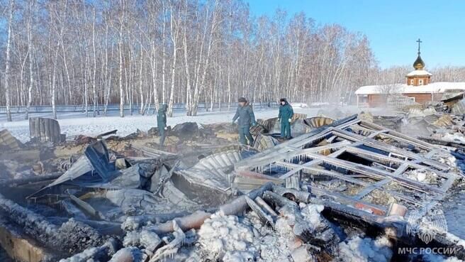 Место пожара в женском Свято-Серафимовском монастыре в Омской области - РИА Новости, 1920, 22.02.2024