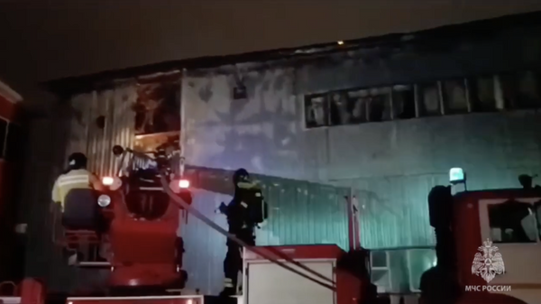 Место пожара на складе в Подольске. 26 февраля 2024
