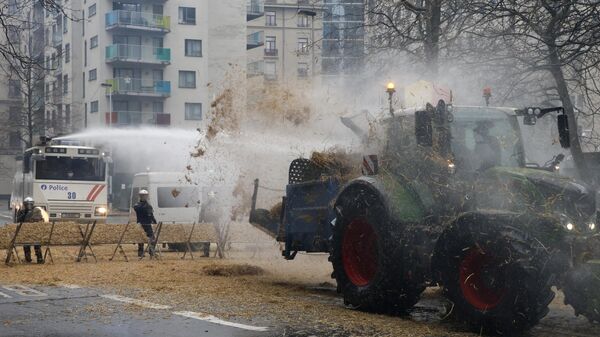 Акции протеста, организованные фермерскими организациями в Брюсселе