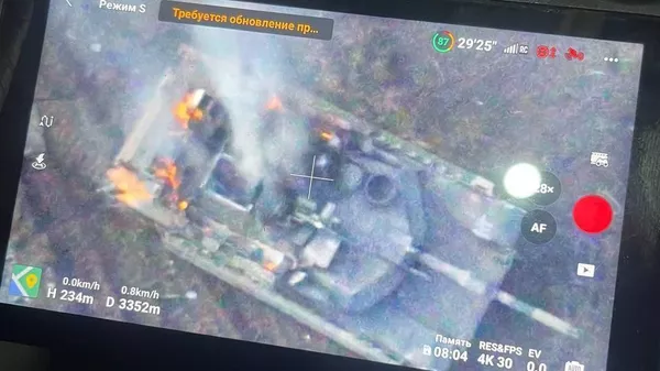 Czog Abramsa ktry zosta znokautowany przez drona FPV w kierunku Avdeevsky