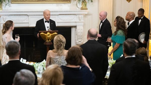 Президент США Джо Байден на официальном ужине после заседания Национальной ассоциации губернаторов в Белом доме. 25 февраля 2024