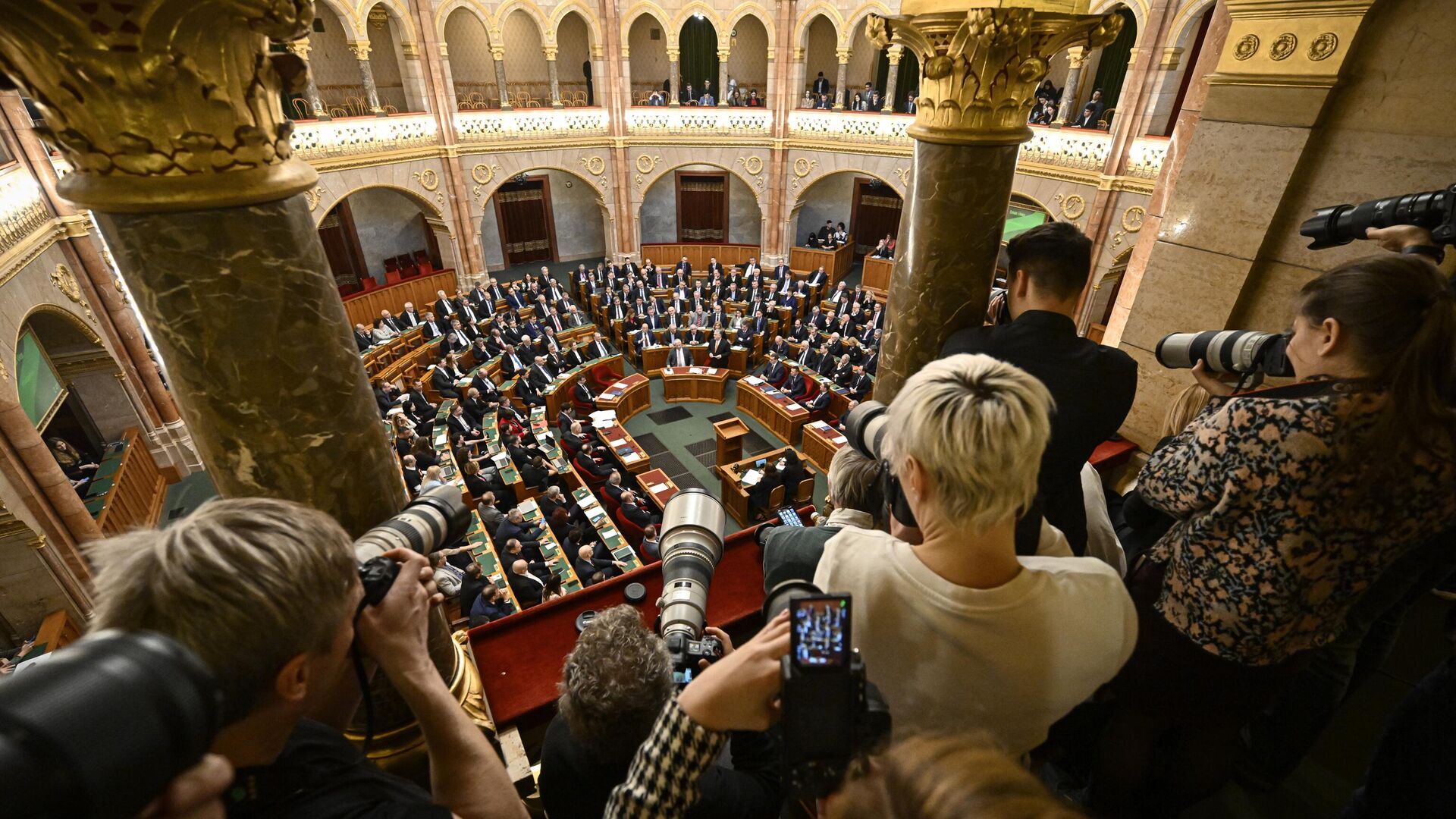 Заседание парламента Венгрии, на котором была ратифицирована заявка Швеции на вступление в НАТО - РИА Новости, 1920, 26.02.2024