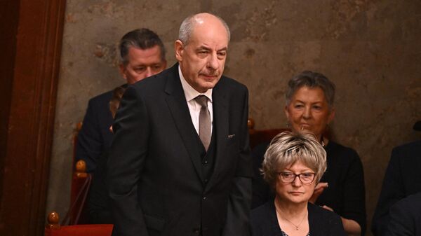 Тамаш Шуйок на заседании Парламента Венгрии. 26 февраля 2024