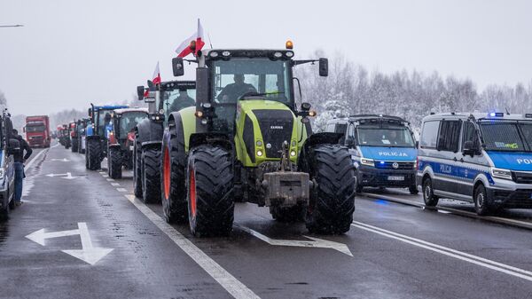 Акция протеста польских фермеров на польско-украинской границе вблизи погранперехода Дорогуск — Ягодин