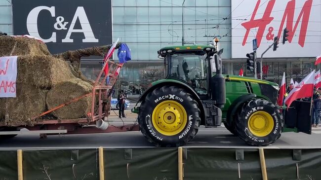 Акция протеста фермеров в Варшаве