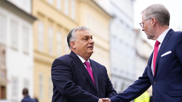 Премьер-министр Венгрии Виктор Орбан и премьер Чехии Петр Фиала во время встречи в Праге