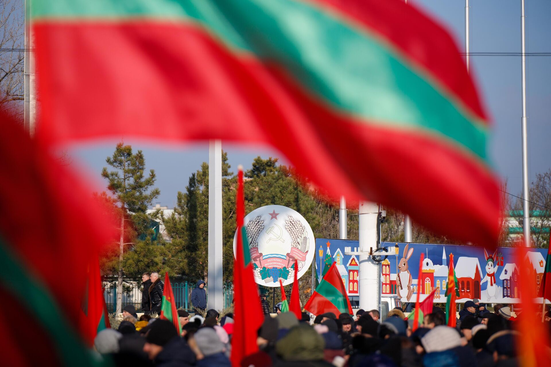 Герб и флаги Приднестровской Молдавской Республики в Тирасполе - РИА Новости, 1920, 12.09.2024