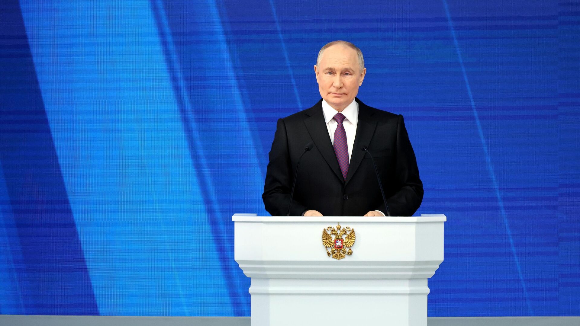 Президент Владимир Путин выступает с ежегодным посланием Федеральному собранию - РИА Новости, 1920, 29.02.2024