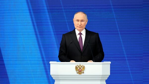 Президент Владимир Путин выступает с ежегодным посланием Федеральному собранию