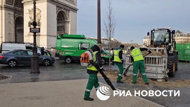 Фермеры, задержанные полицией во время протеста у Триумфальной арки