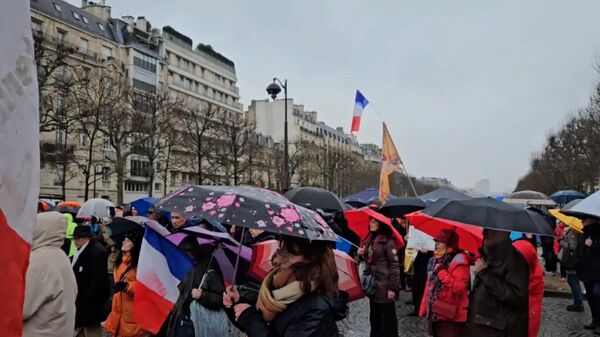 Митинг во Франции против поставок оружия Киеву и отправки военных на Украину