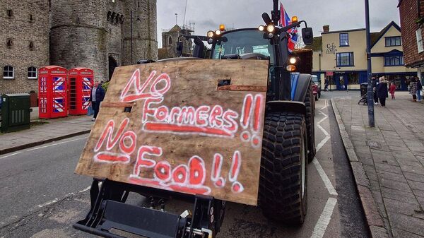 Британские фермеры в Кентербери на акции протеста против дешевого импорта продовольствия