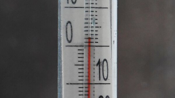 Термометр на окне одной из квартир в Москве