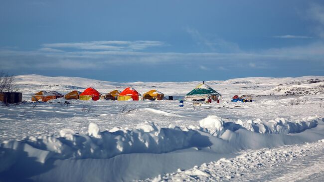 Юрты на дороге у поселка Териберка