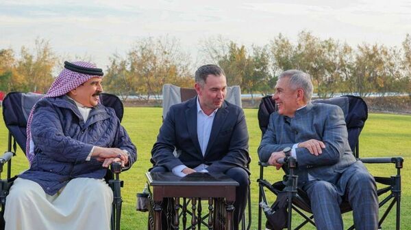 Глава Татарстана Рустам Минниханов и король Бахрейна Хамад ибн Иса Аль Халифа во время встречи в Манаме