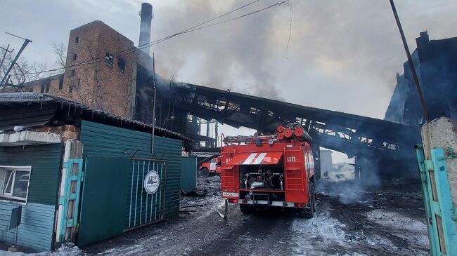 Место пожара на Шагонарской ТЭЦ в Туве