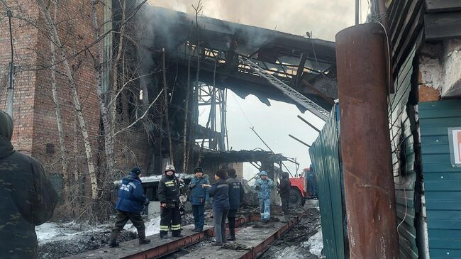 Место пожара на Шагонарской ТЭЦ в Туве