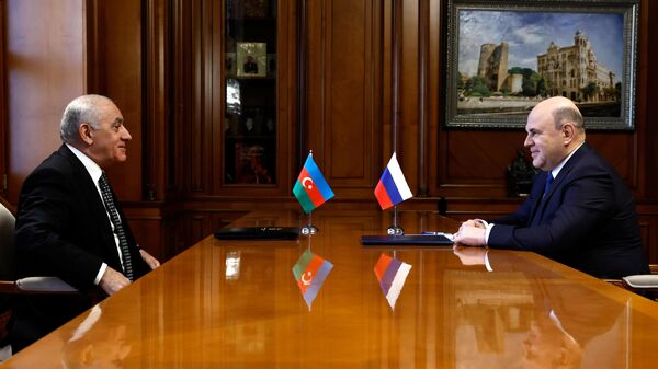 Председатель правительства РФ Михаил Мишустин и премьер-министр Азербайджанской Республики Али Асадов во время встречи в Баку. 5 марта 2024