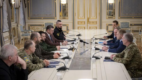 Встреча президента Украины Владимира Зеленского с министром обороны Великобритании Грантом Шаппсом в Киеве. 7 марта 2024