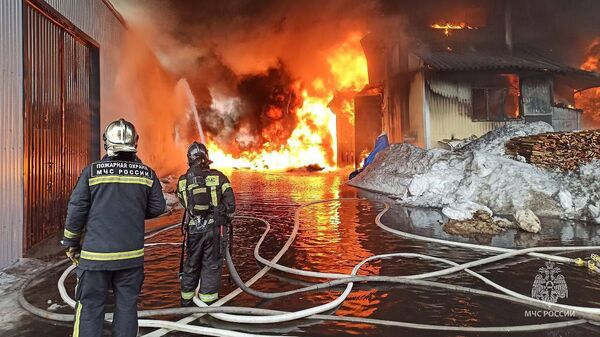 Место пожара в поселке Родники в Раменском районе Подмосковья