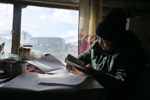 Член участковой избирательной комиссии на стоянке чабанов в горах Кош-Агачского района Республики Алтай