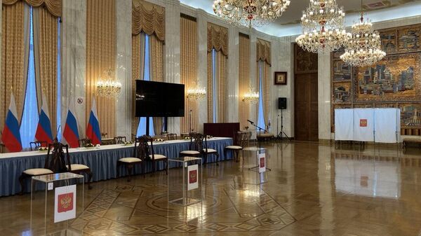 Участок для голосования на выборах президента РФ в посольстве в Вашингтоне
