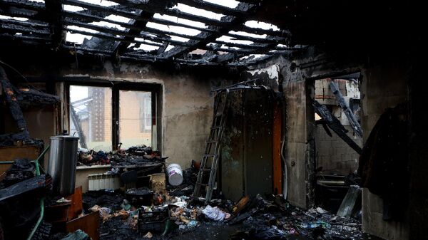 Внутренние помещения жилого дома, частично разрушенного в результате обстрела ВСУ поселка Разумное в Белгородской области 19 марта 2024 года