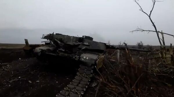 Танк Abrams, подбитый под Авдеевкой