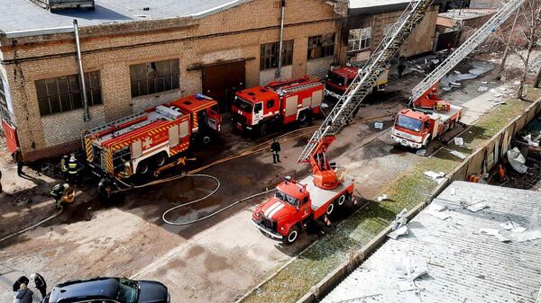 Пожар на территории предприятия в Харькове 