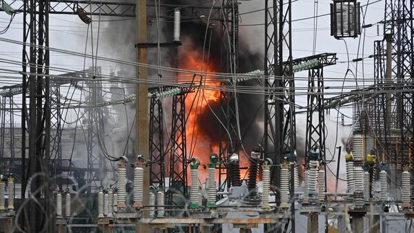 Пожар на электроподстанции в Харькове