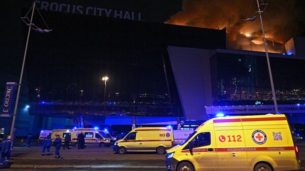 Возгорание в концертном зале Крокус Сити Холл в Москве, где произошла стрельба