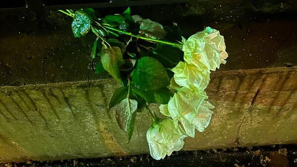 Цветы в знак траура после теракта в Крокус сити холле у посольства России в Париже. 23 марта 2024