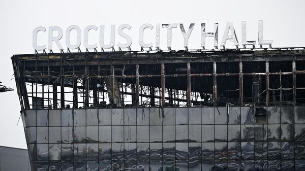 Сгоревшее здание подмосковного Крокус Сити Холла