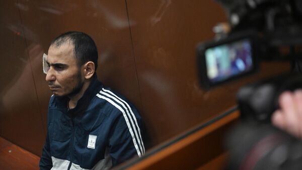 Рачабализода Саидакрами Муродали, задержанный по подозрению в террористическом акте в Крокус Сити Холл, в здании Басманного суда Москвы. 24 марта 2024