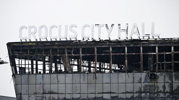 Сгоревшее здание подмосковного Крокус Сити Холла