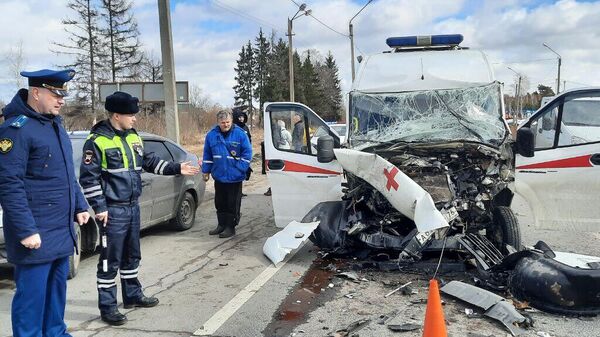 ДТП с участием угнанного автомобиля скорой помощи в поселке Туношна Ярославской области