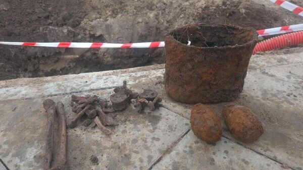 Останки красноармейца, погибшего в 1945 году, найденные в Калининграде