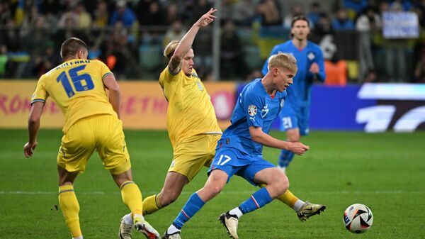 Эпизод матча Украина - Исландия в стыковом турнире Евро-2024